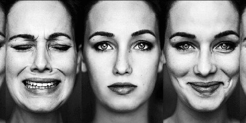 woman showing different emotions