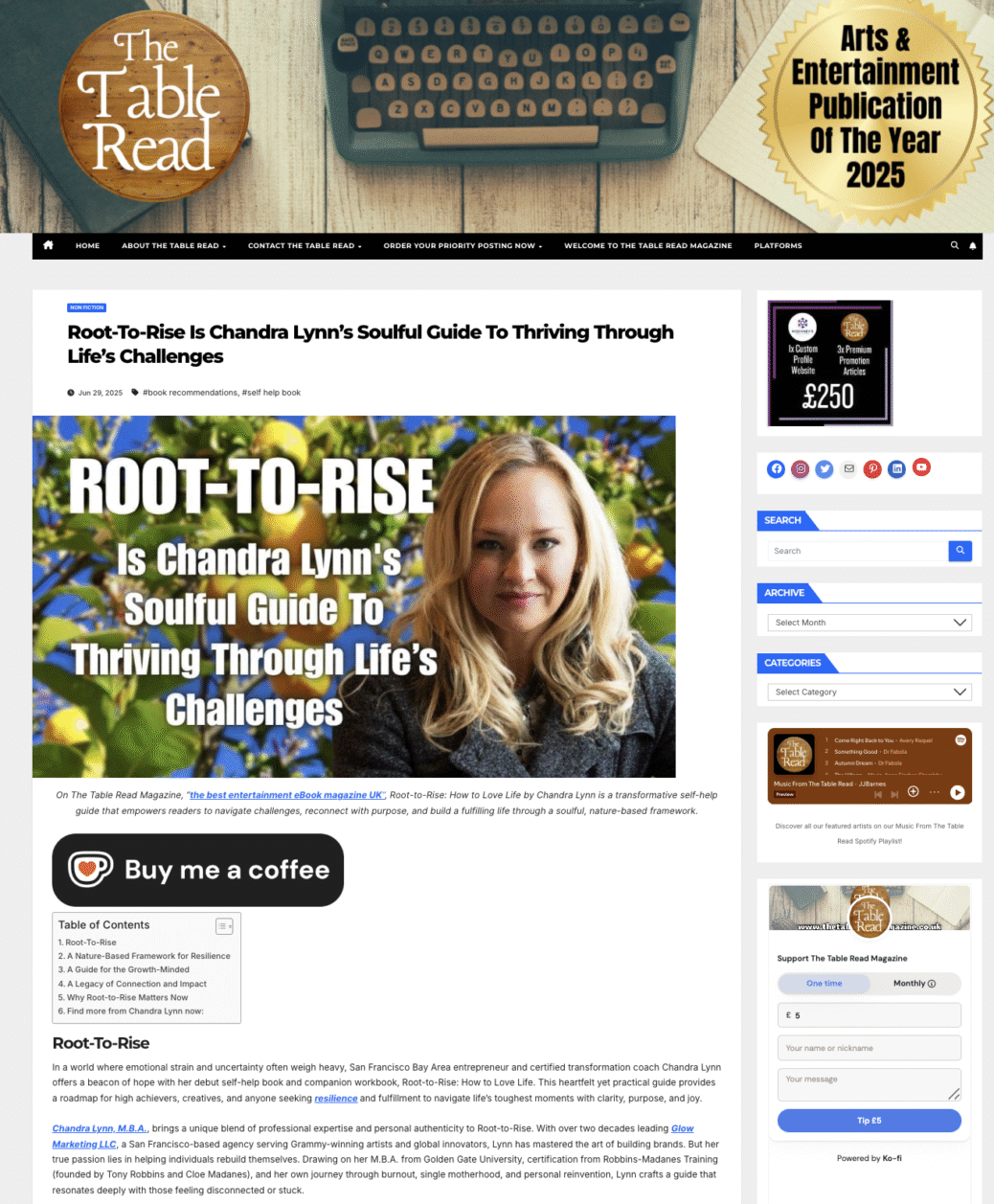 Table Read Magazine Book Review for Root-to-Rise